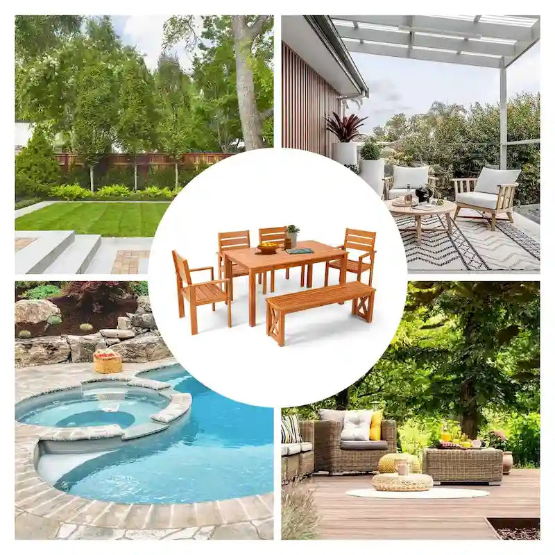 Ensemble de salle à manger EROMMY pour patio, mobilier d'extérieur rectangulaire de qualité supérieure pour jardin, véranda et pelouse