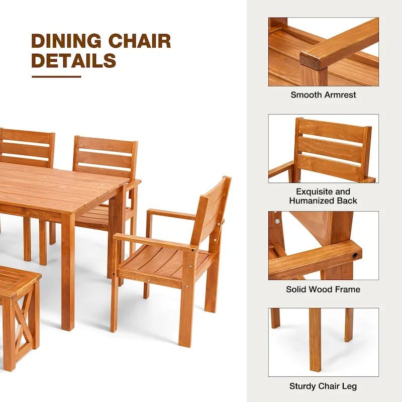 Ensemble de salle à manger EROMMY pour patio, mobilier d'extérieur rectangulaire de qualité supérieure pour jardin, véranda et pelouse