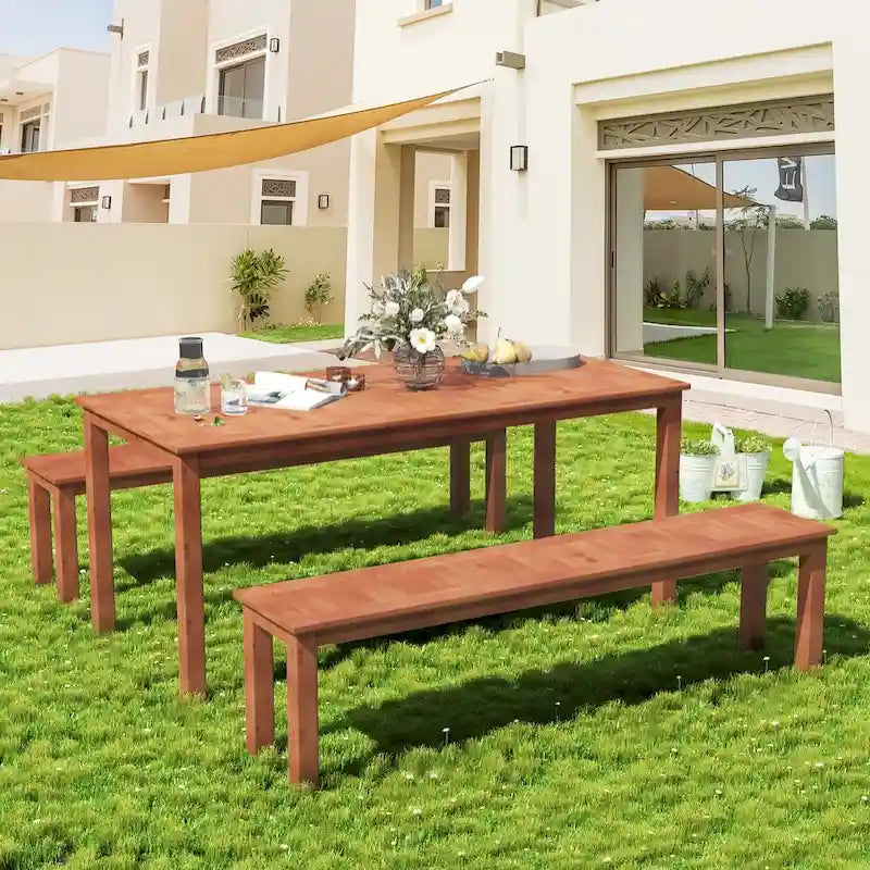 Ensemble de salle à manger EROMMY pour patio, mobilier d'extérieur rectangulaire de qualité supérieure pour jardin, véranda et pelouse