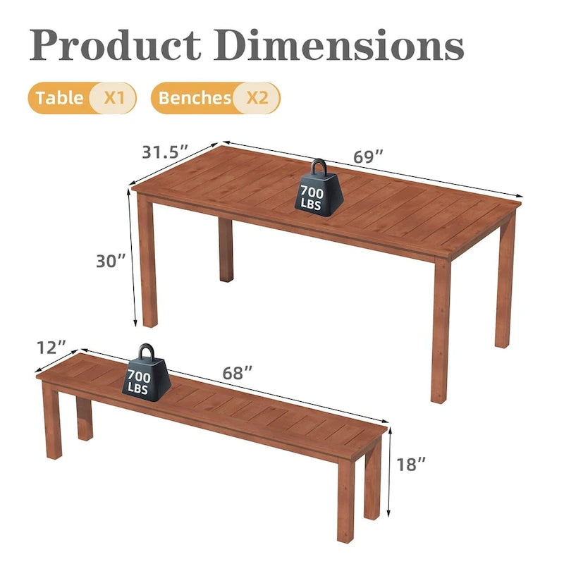 Ensemble de salle à manger EROMMY pour patio, mobilier d'extérieur rectangulaire de qualité supérieure pour jardin, véranda et pelouse