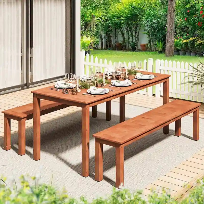 Ensemble de salle à manger EROMMY pour patio, mobilier d'extérieur rectangulaire de qualité supérieure pour jardin, véranda et pelouse