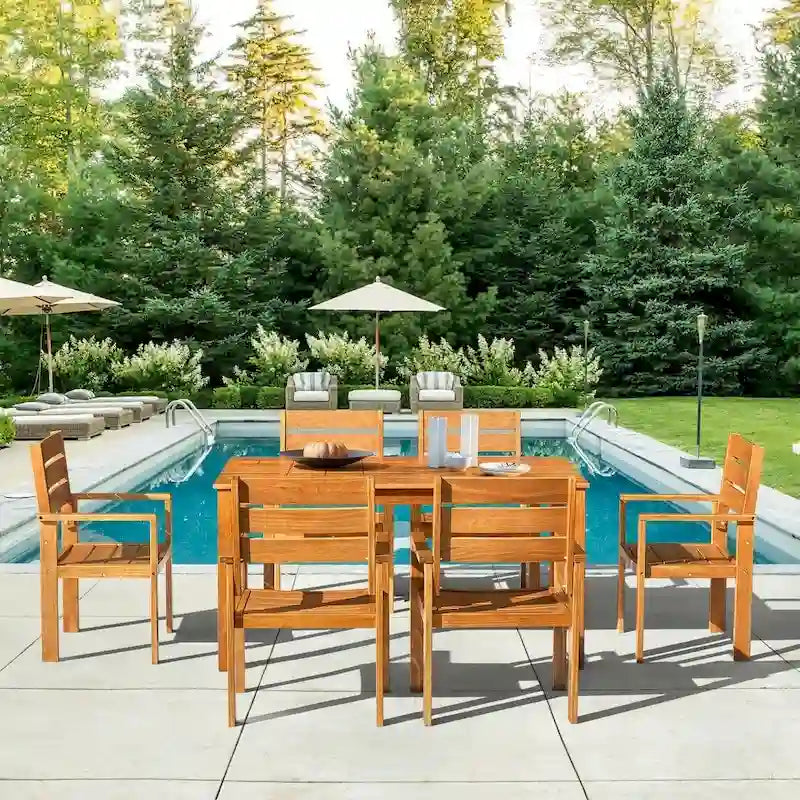 Ensemble de salle à manger EROMMY pour patio, mobilier d'extérieur rectangulaire de qualité supérieure pour jardin, véranda et pelouse