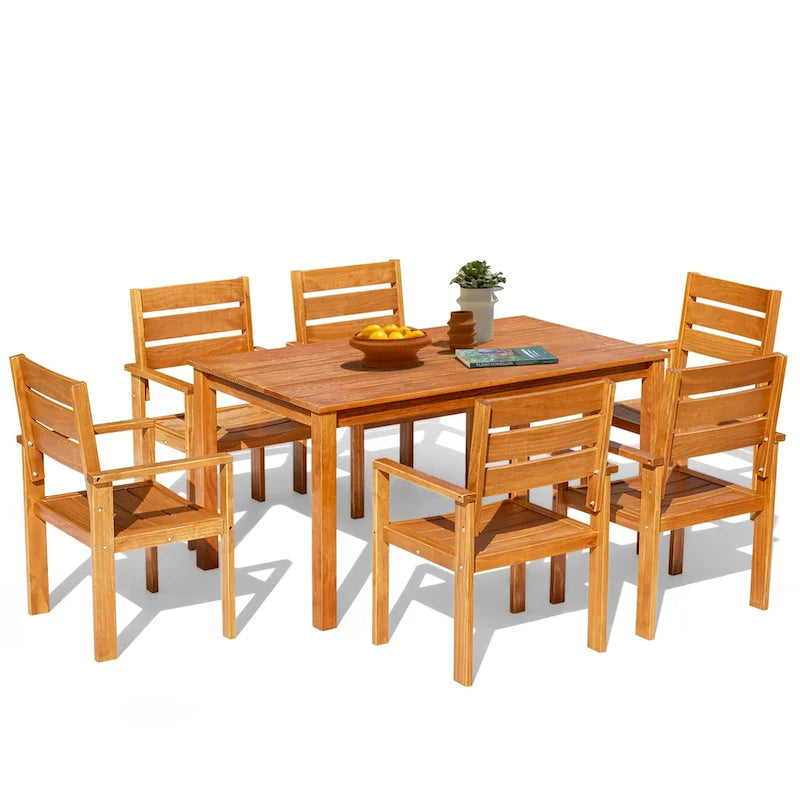 Ensemble de salle à manger EROMMY pour patio, mobilier d'extérieur rectangulaire de qualité supérieure pour jardin, véranda et pelouse