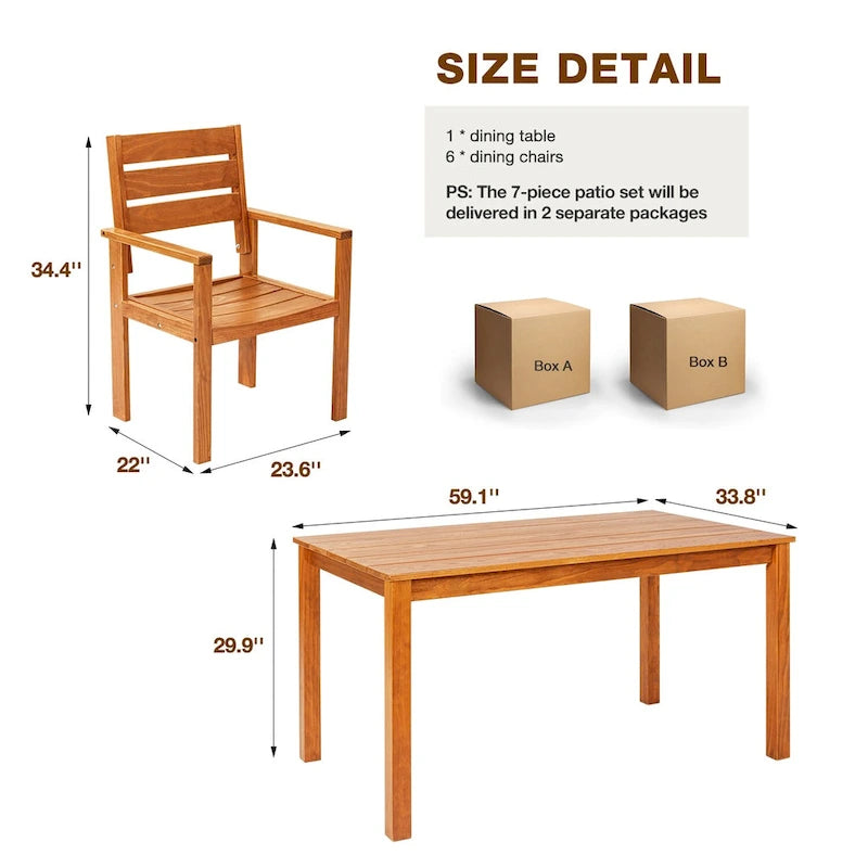 Ensemble de salle à manger EROMMY pour patio, mobilier d'extérieur rectangulaire de qualité supérieure pour jardin, véranda et pelouse