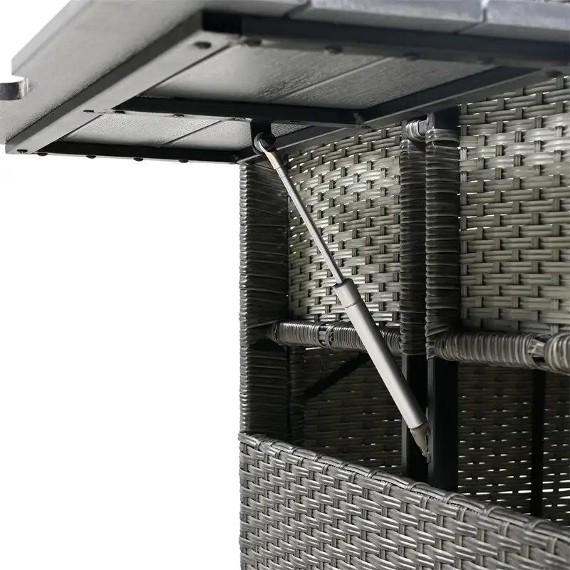 Ensemble de mobilier de patio extérieur 5 pièces, ensemble de canapé en rotin PE en forme de L avec 2 tables d'appoint extensibles, table à manger et banc