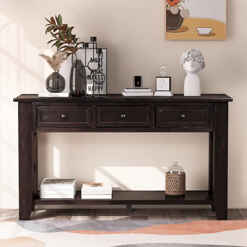 Armoire de rangement d'appoint Buffet en bois avec poignées en métal pour couloir, entrée, salon, chambre à coucher