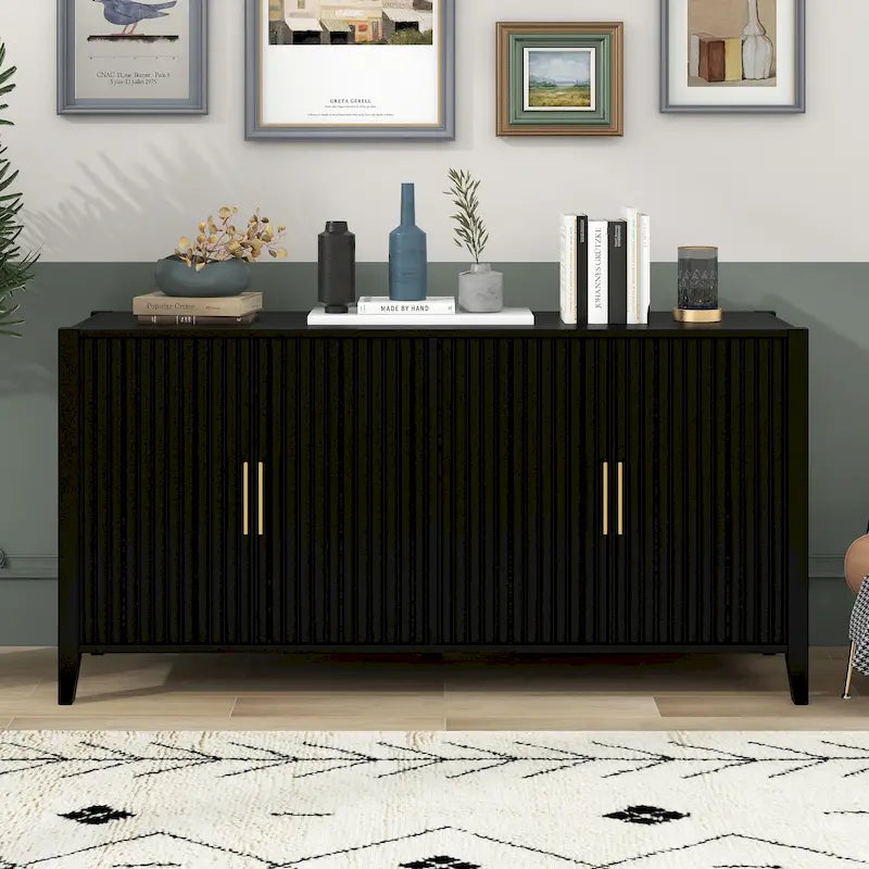 Armoire de rangement d'appoint Buffet en bois avec poignées en métal pour couloir, entrée, salon, chambre à coucher