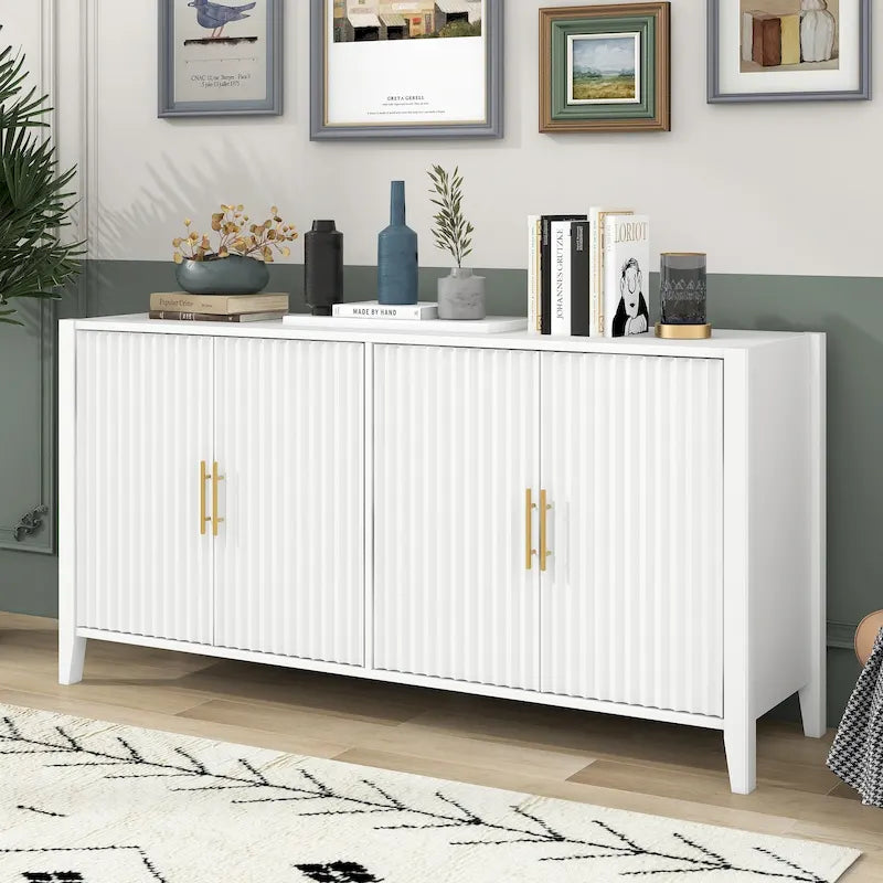Armoire de rangement d'appoint Buffet en bois avec poignées en métal pour couloir, entrée, salon, chambre à coucher