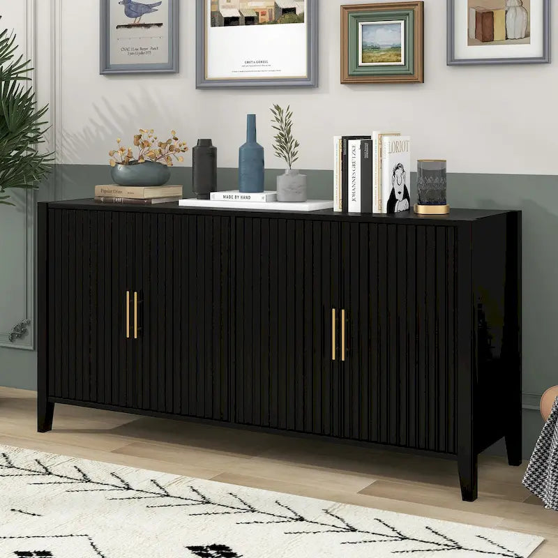 Armoire de rangement d'appoint Buffet en bois avec poignées en métal pour couloir, entrée, salon, chambre à coucher
