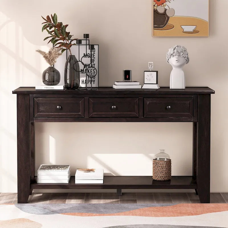Armoire de rangement d'appoint Buffet en bois avec poignées en métal pour couloir, entrée, salon, chambre à coucher