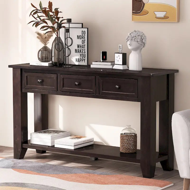 Armoire de rangement d'appoint Buffet en bois avec poignées en métal pour couloir, entrée, salon, chambre à coucher