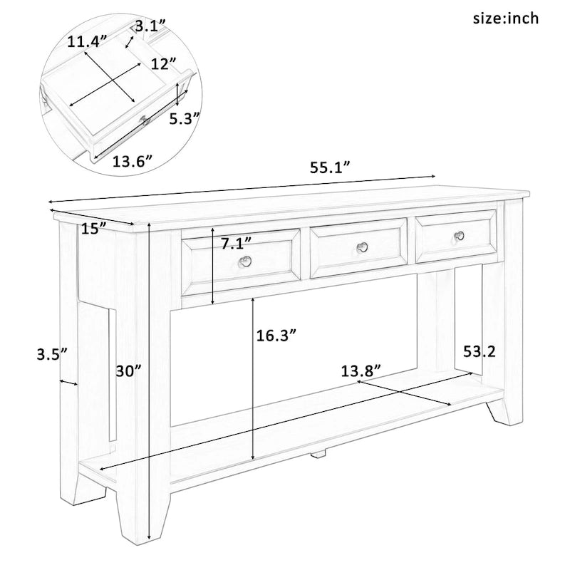 Armoire de rangement d'appoint Buffet en bois avec poignées en métal pour couloir, entrée, salon, chambre à coucher