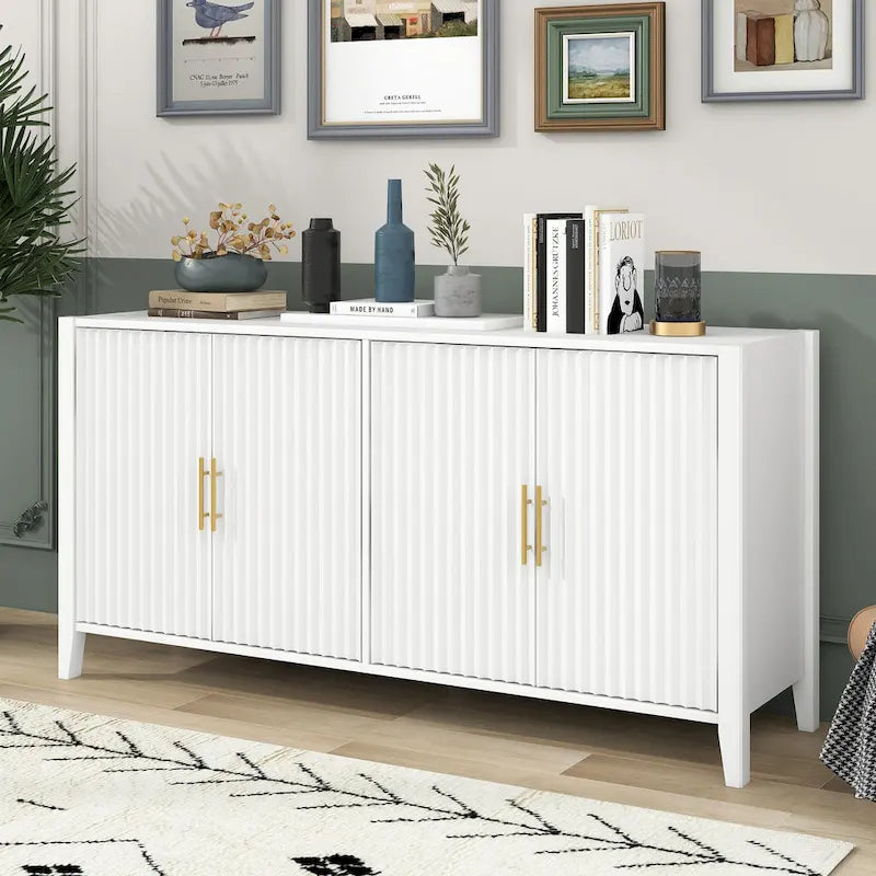 Armoire de rangement d'appoint Buffet en bois avec poignées en métal pour couloir, entrée, salon, chambre à coucher
