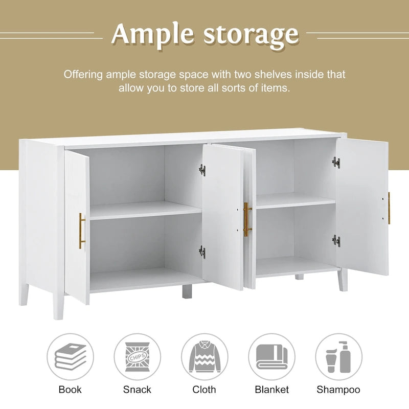 Armoire de rangement d'appoint Buffet en bois avec poignées en métal pour couloir, entrée, salon, chambre à coucher