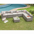Ensemble de jardin sectionnel COSIEST 8 pièces en rotin synthétique avec coussins