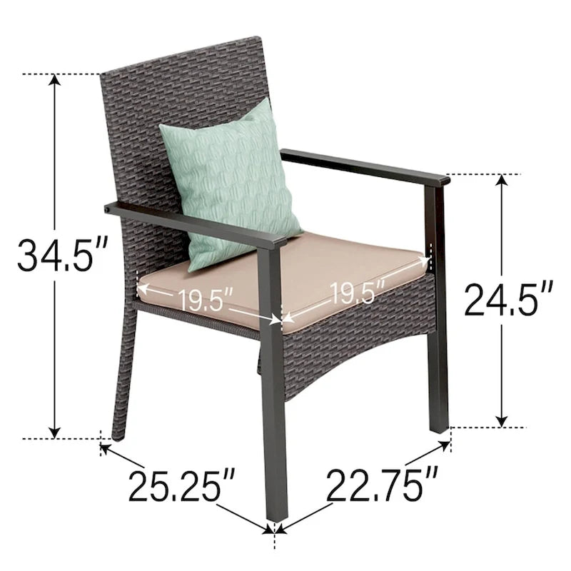 Ensemble de salle à manger d'extérieur 7/9, table à manger extérieure rectangulaire extensible avec chaises en rotin