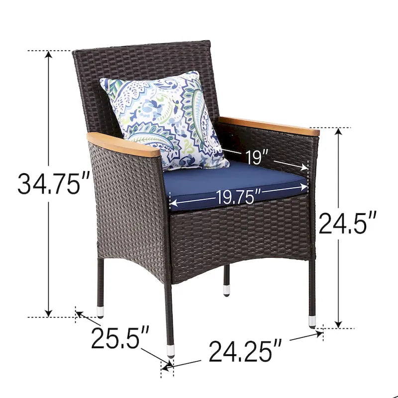 Ensemble de salle à manger d'extérieur 7/9, table à manger extérieure rectangulaire extensible avec chaises en rotin