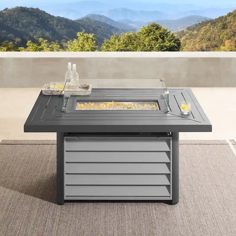 Ensemble de meubles de patio sectionnels Corvus Trey en osier tressé 13 pièces avec table brasero
