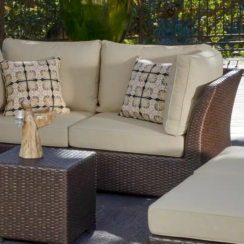 Corvus Oreanne Ensemble de mobilier de jardin sectionnel 8 pièces en osier brun