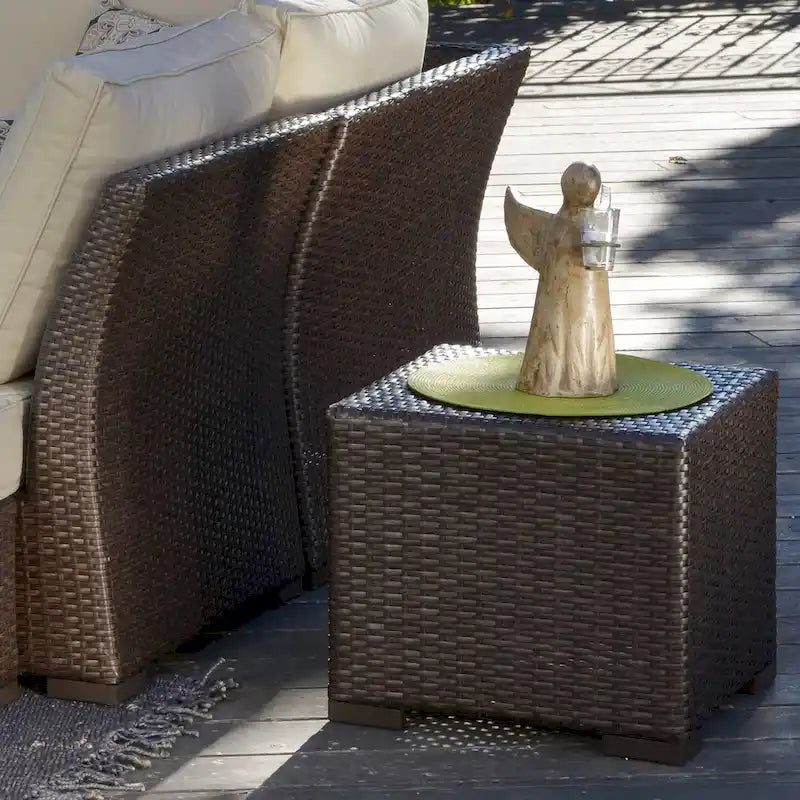 Corvus Oreanne Ensemble de mobilier de jardin sectionnel 8 pièces en osier brun