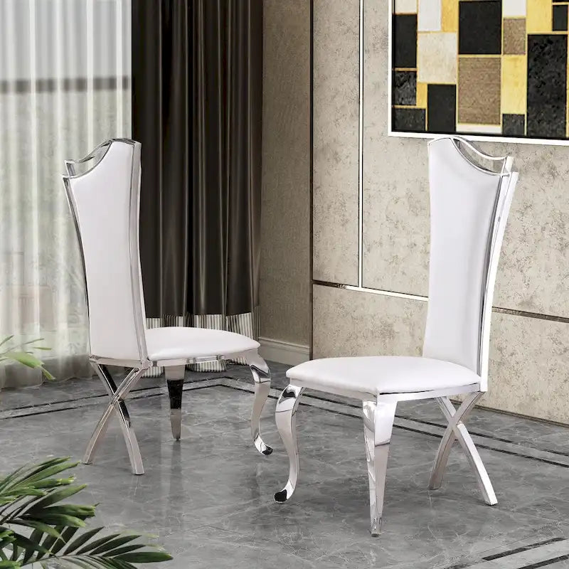 Chaises d'appoint de salle à manger capitonnées Luxe de la meilleure qualité (lot de 2)
