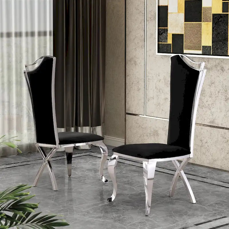 Chaises d'appoint de salle à manger capitonnées Luxe de la meilleure qualité (lot de 2)