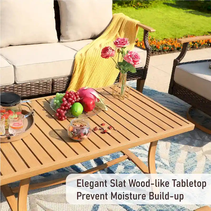 Ensemble de mobilier de jardin 6/9 pièces en rotin et osier avec fauteuil pivotant et rocking-chair