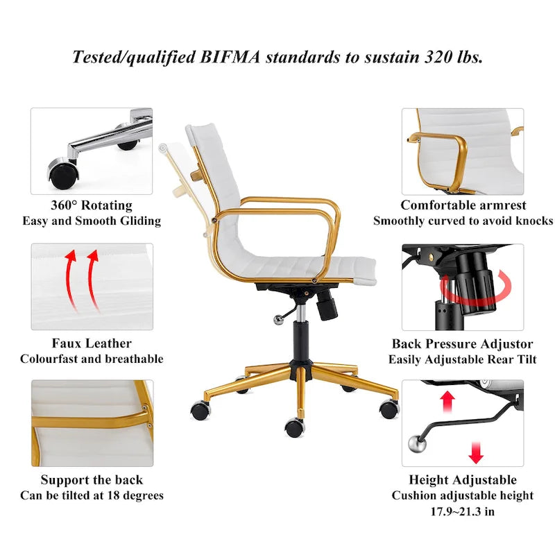 Chaise de bureau informatique côtelée