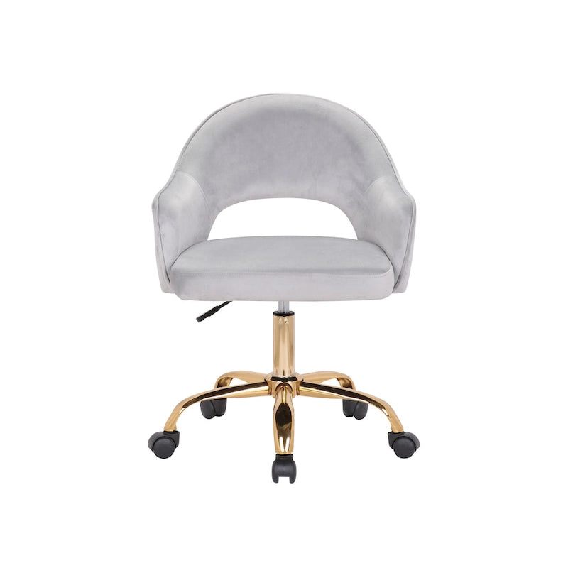 Chaise de Bureau Pivotante en Velours, Pieds Chromés Dorés