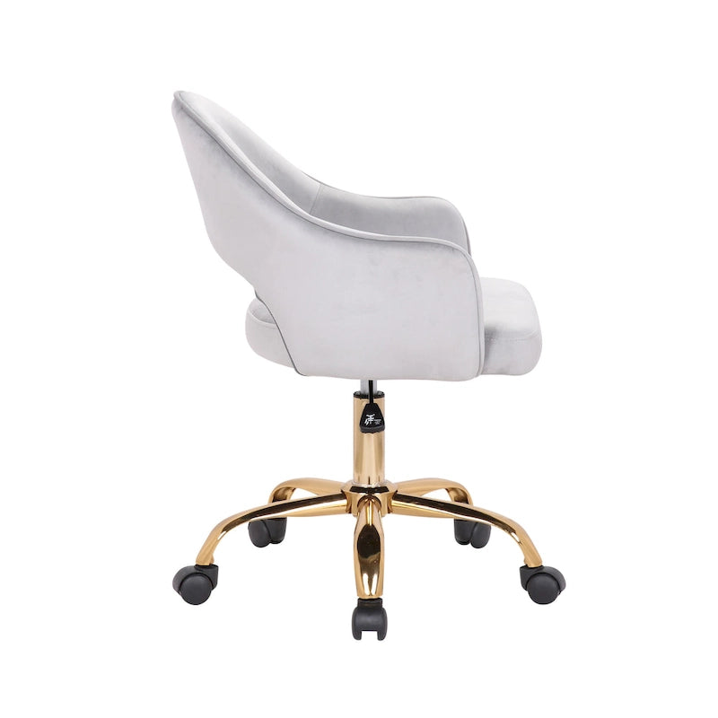 Chaise de Bureau Pivotante en Velours, Pieds Chromés Dorés