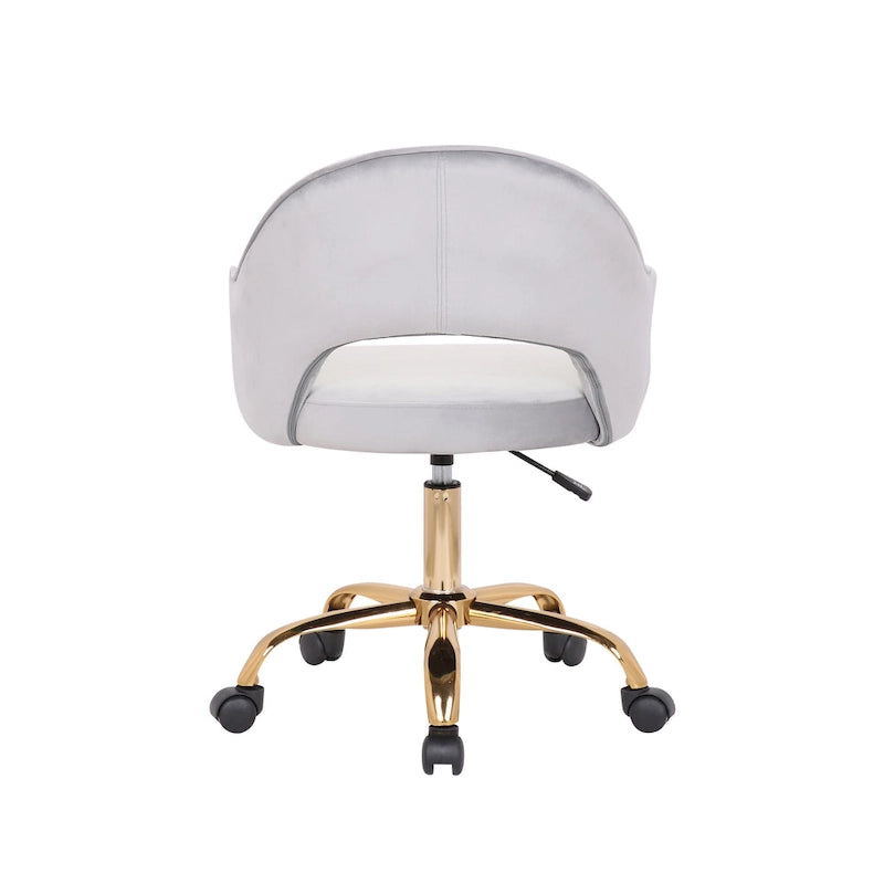 Chaise de Bureau Pivotante en Velours, Pieds Chromés Dorés