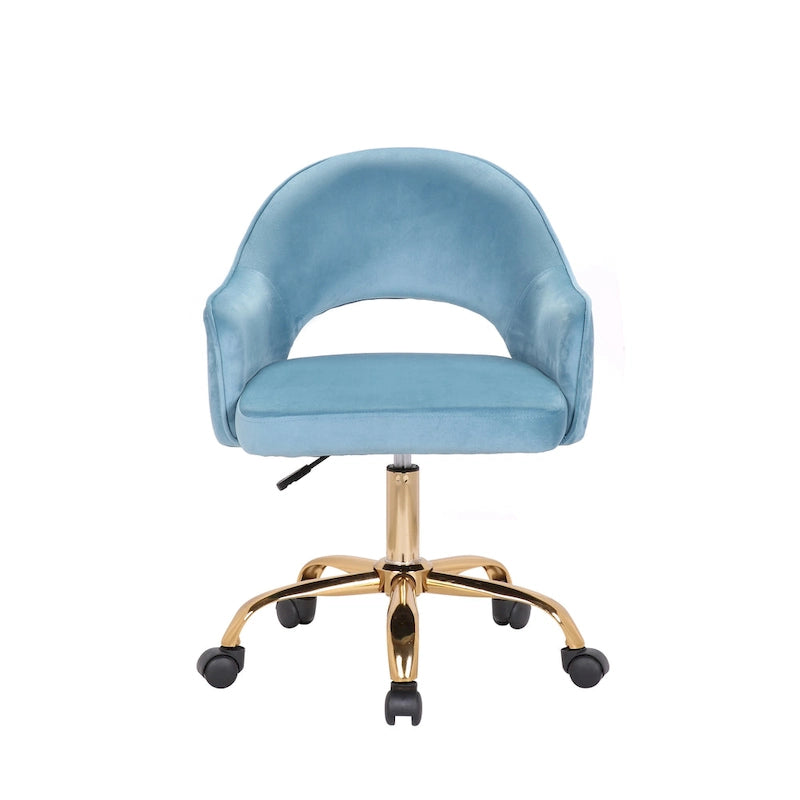 Chaise de Bureau Pivotante en Velours, Pieds Chromés Dorés