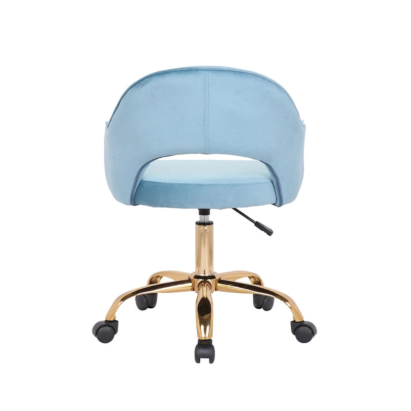 Chaise de Bureau Pivotante en Velours, Pieds Chromés Dorés