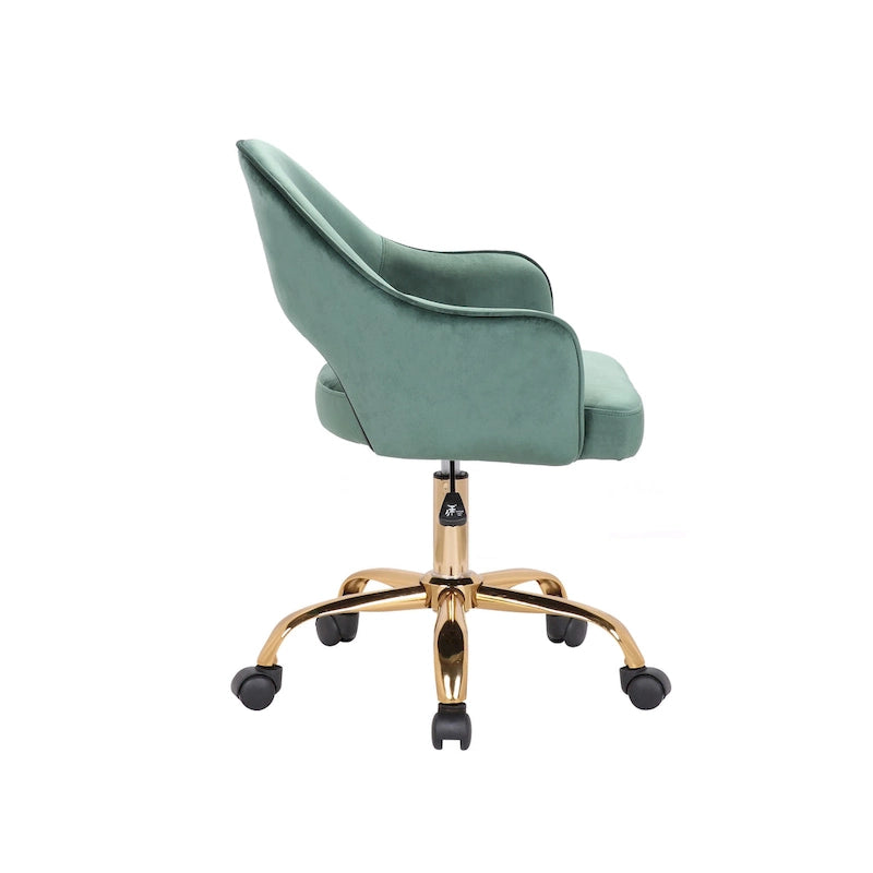 Chaise de Bureau Pivotante en Velours, Pieds Chromés Dorés