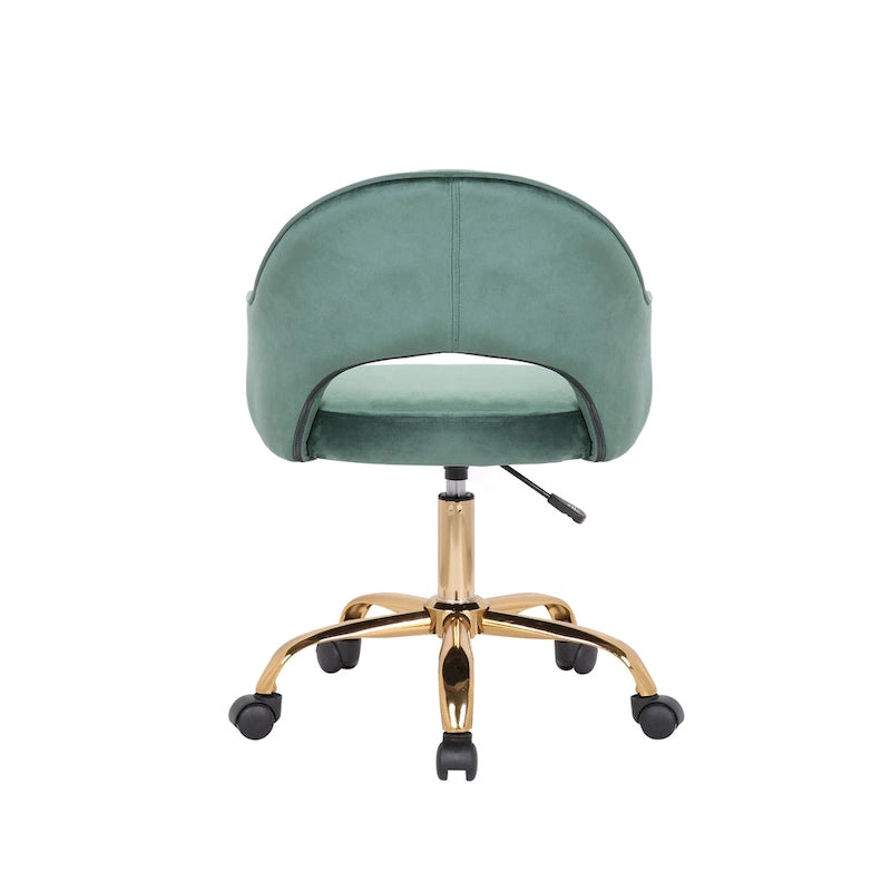 Chaise de Bureau Pivotante en Velours, Pieds Chromés Dorés