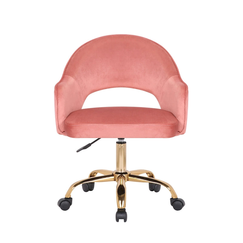 Chaise de Bureau Pivotante en Velours, Pieds Chromés Dorés