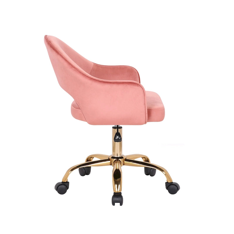 Chaise de Bureau Pivotante en Velours, Pieds Chromés Dorés