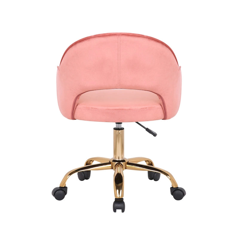 Chaise de Bureau Pivotante en Velours, Pieds Chromés Dorés