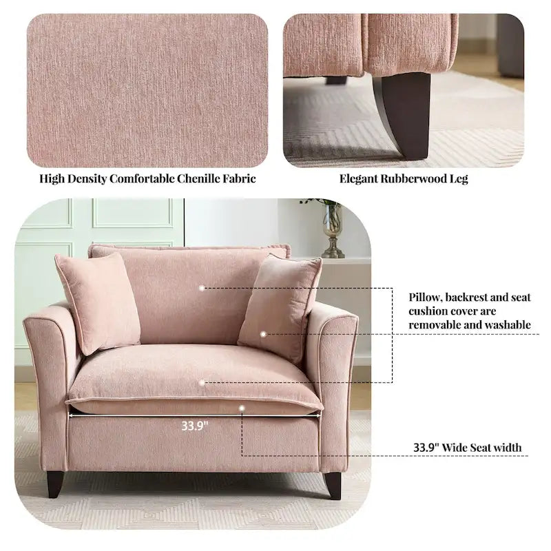 Fauteuil surdimensionné en tissu chenille