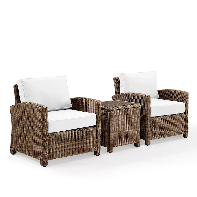 Crosley Bradenton Ensemble de 3 fauteuils d'extérieur en osier - Sunbrella
