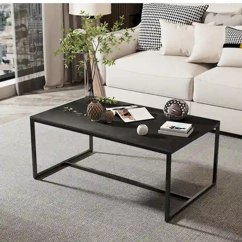 Table basse rectangulaire Frame Table de salon Marbre Métal Table de canapé