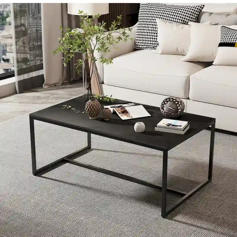 Table basse rectangulaire Frame Table de salon Marbre Métal Table de canapé