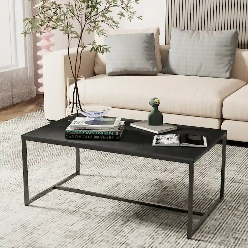 Table basse rectangulaire Frame Table de salon Marbre Métal Table de canapé