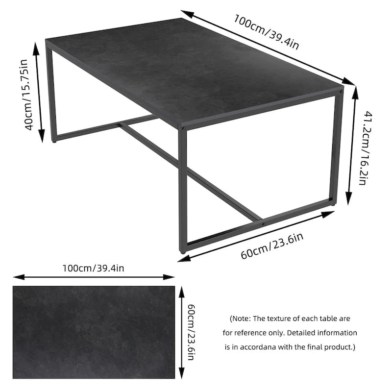 Table basse rectangulaire Frame Table de salon Marbre Métal Table de canapé