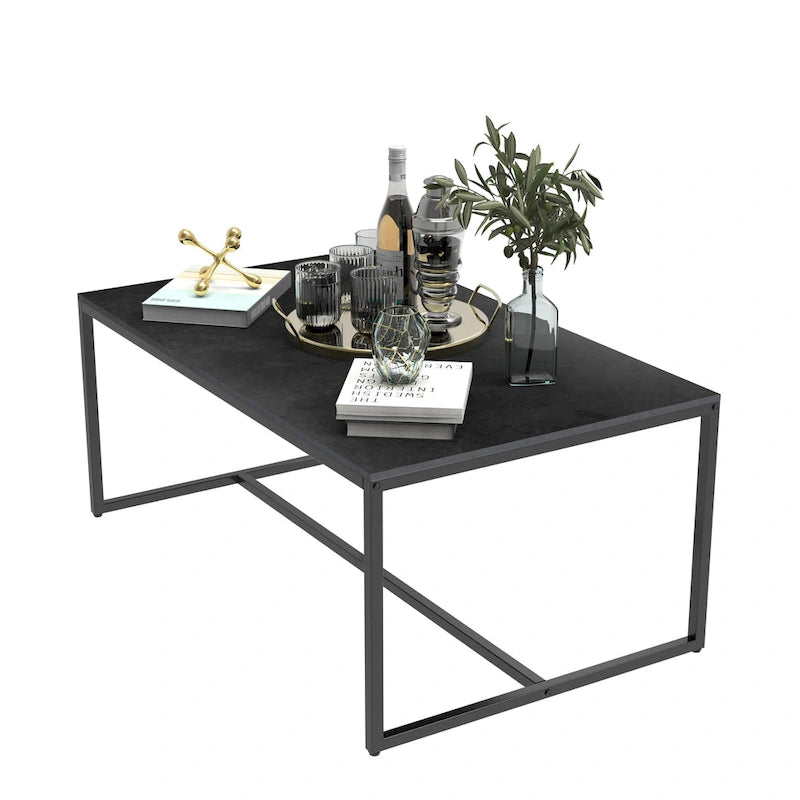 Table basse rectangulaire Frame Table de salon Marbre Métal Table de canapé