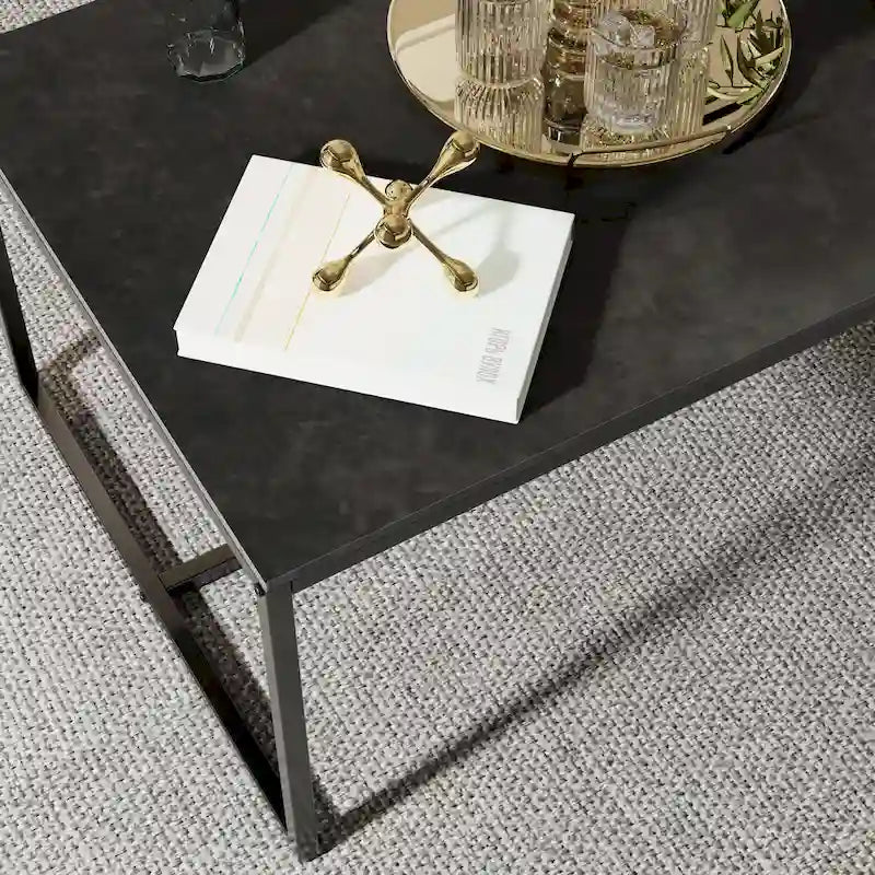 Table basse rectangulaire Frame Table de salon Marbre Métal Table de canapé