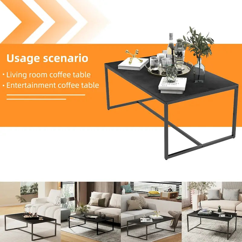 Table basse rectangulaire Frame Table de salon Marbre Métal Table de canapé
