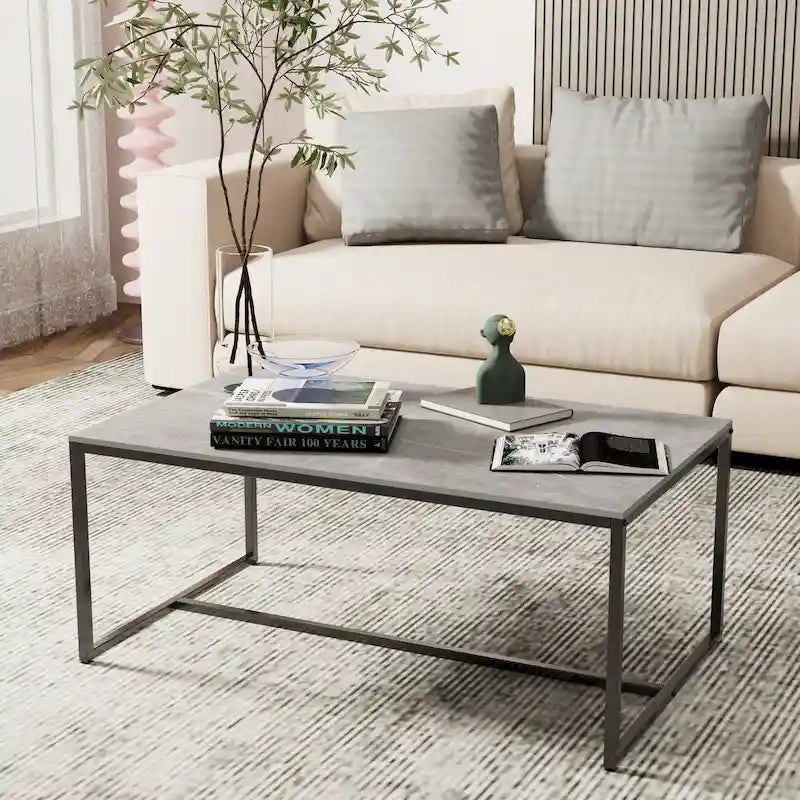 Table basse rectangulaire Frame Table de salon Marbre Métal Table de canapé