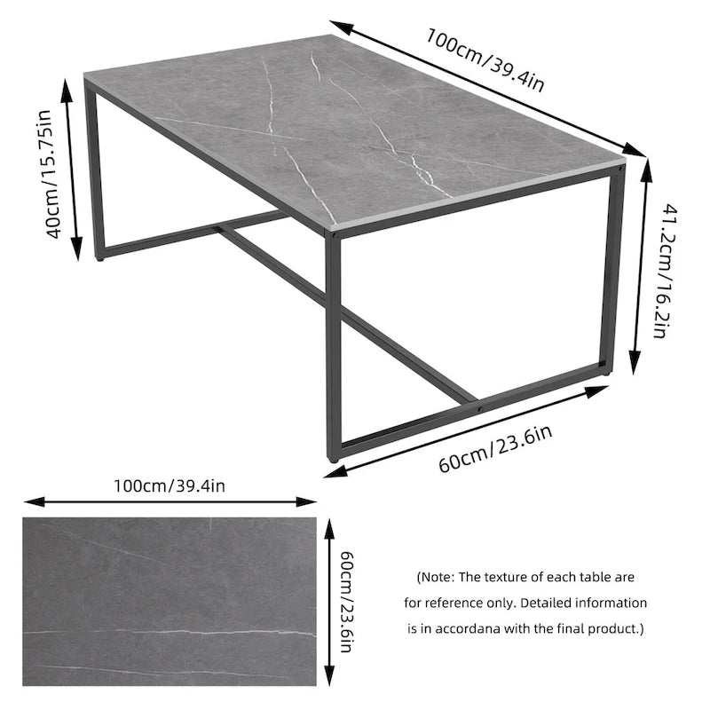 Table basse rectangulaire Frame Table de salon Marbre Métal Table de canapé