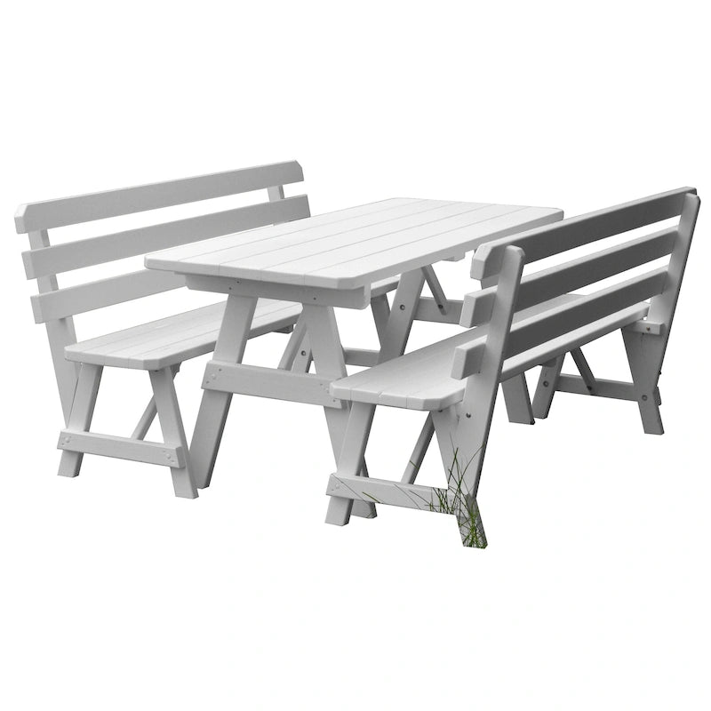 Table de pique-nique en pin 6' avec 2 bancs à dossier